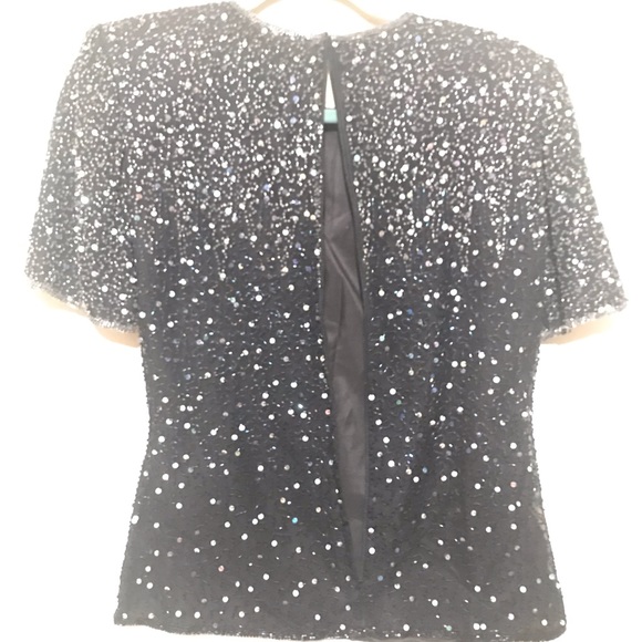 Black and silver sequin Stenay Vintage top Size S - Picture 3 of 8